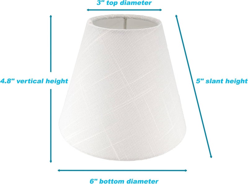MERIVILLE Set of 3 White Linen Chandelier Lamp Shades, Designed for Candelabra Bulbs with Easy Clip-On Fitter, 3" X 6" X 5", 3-Pack - Image 3